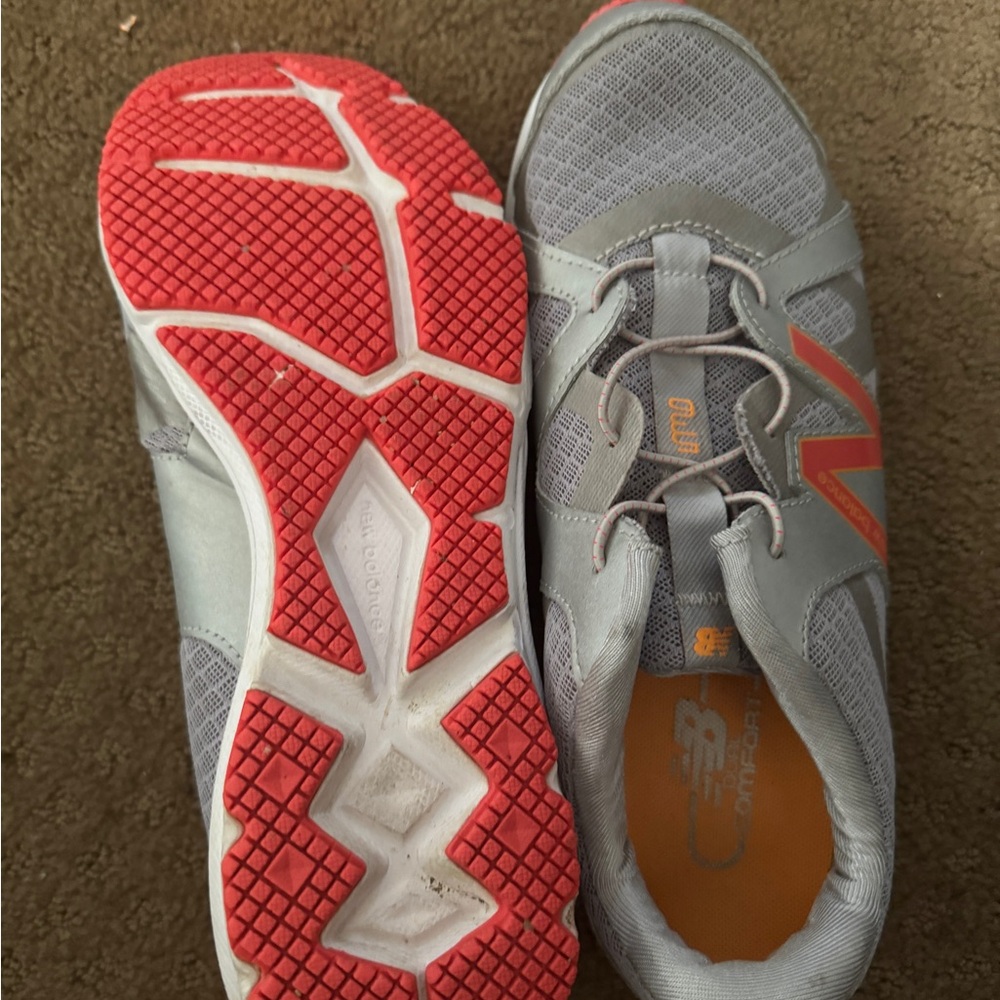 New Balance Gray and Orange/Red Athletic Shoes